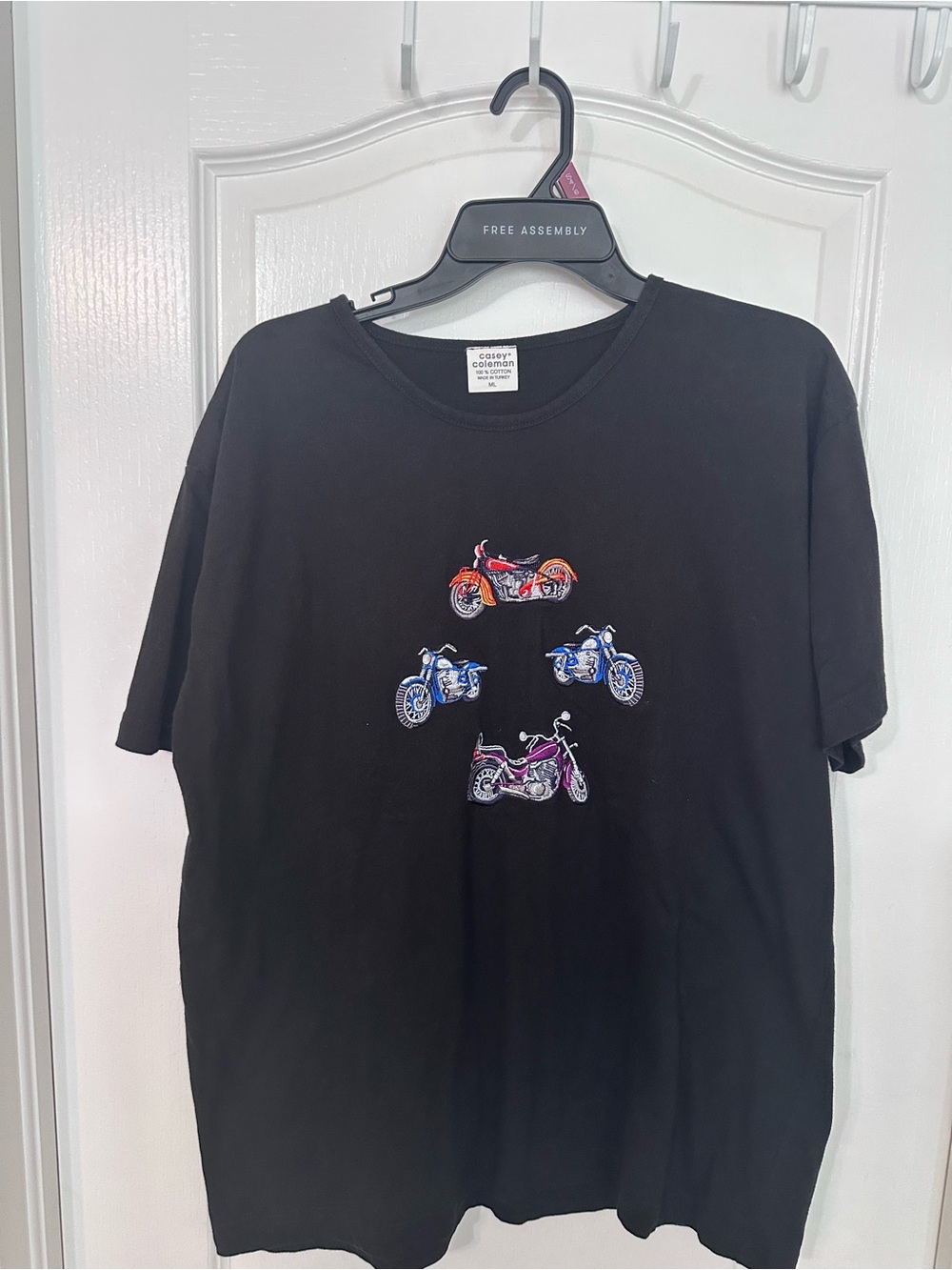 Casey Coleman Motorcycle Embroidered Black Tee Shirt ML